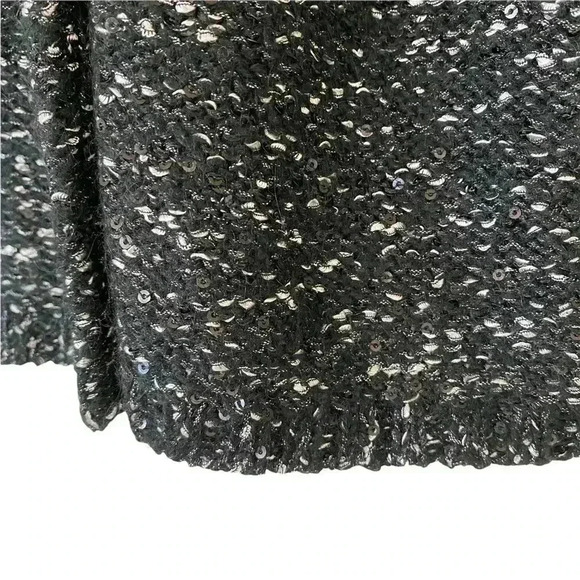 Anne Klein Tweed Blazer Jacket Medium Sequins Black Snap Button Front Careerwear - Picture 6 of 12